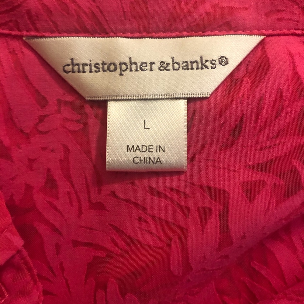 Christopher Banks 3/4 Sleeve Pink Fern Blouse - Picture 8 of 8